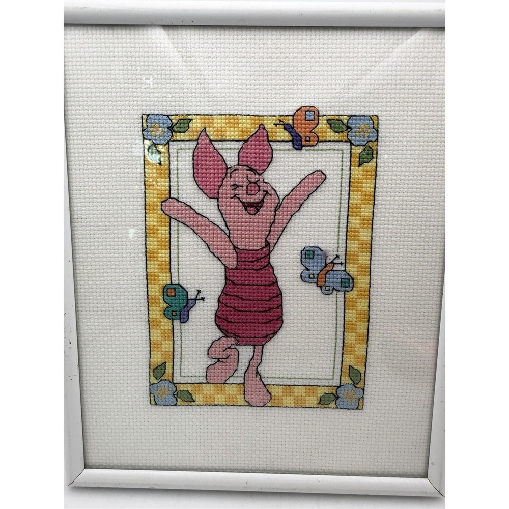 Disney Piglet‎ Counted Cross Stitch Framed Wall Art 8.5" x 7" Winnie the Pooh